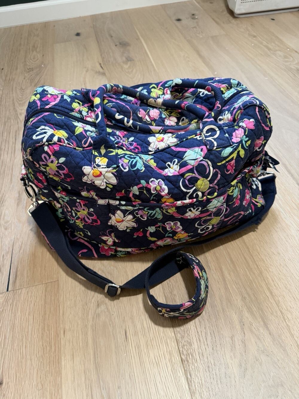 Vera Bradley Overnight Weekender Retired Ribbons Zip Top Handle Shoulder Strap